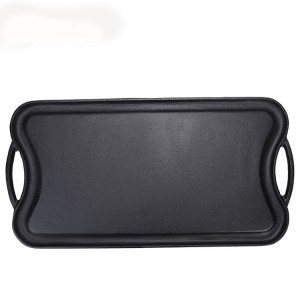 Cast iron BBQ griddle plate with reversible side